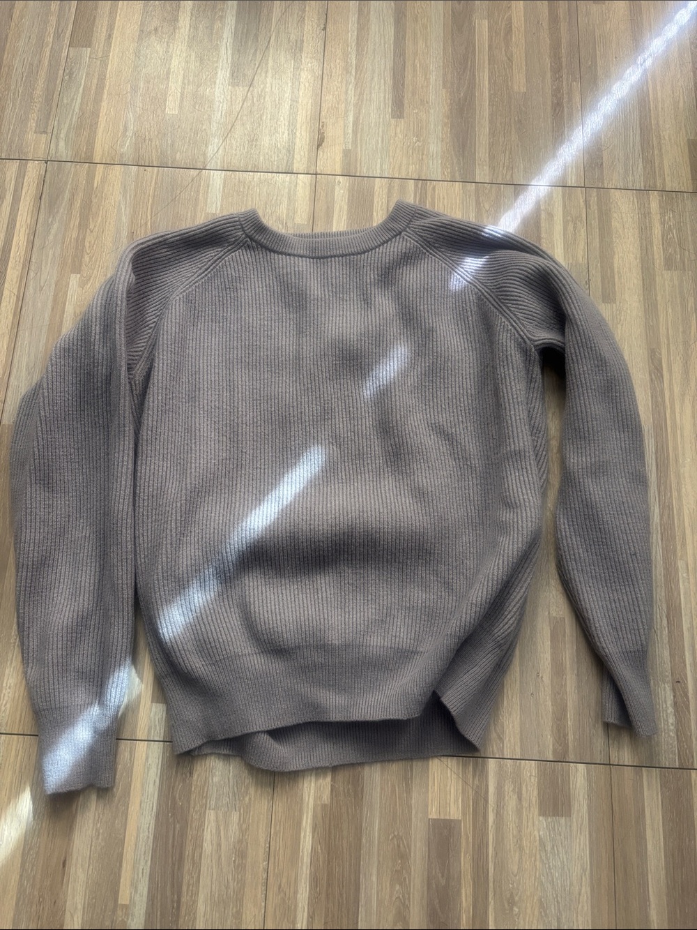 Ribbed Crewneck Sweater in Taupe - Brand Unspecified
